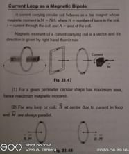 Explain Current Loop As A Magnetic Dipole EduRev NEET Question