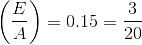 $%5Cleft%20%28%20%5Cfrac%7BE%7D%7BA%7D%20%5Cright%29%20%3D%200.15%20%3D%20%5Cfrac%7B3%7D%7B20%7D$