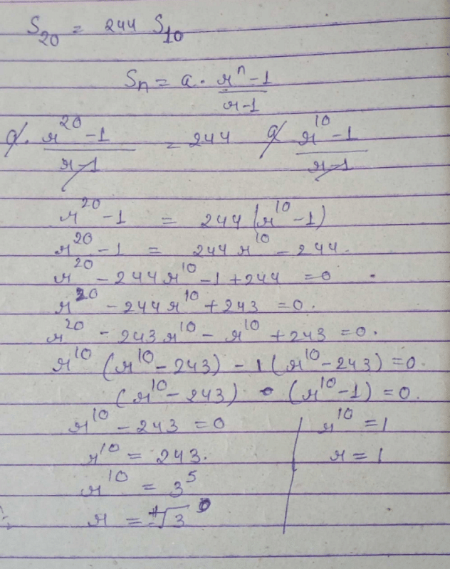 the-sum-of-the-first-20-terms-of-a-g-p-is-244-times-the-sum-of-its