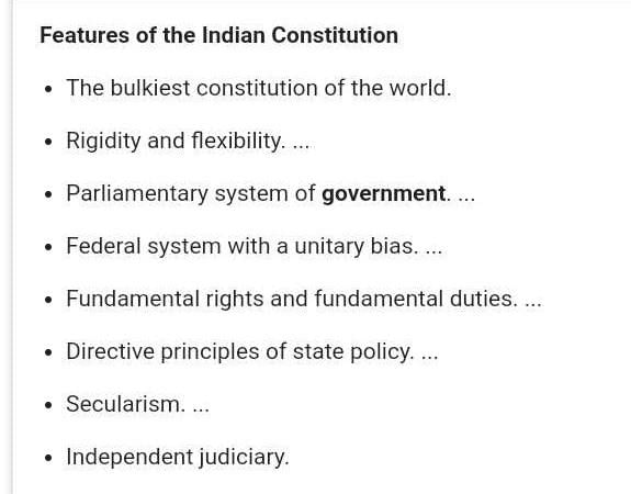 Five Features Of Indian Constitution Class 9