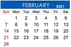 Out of 28 days in Feb 2021 there are 4 Sundays. Find the