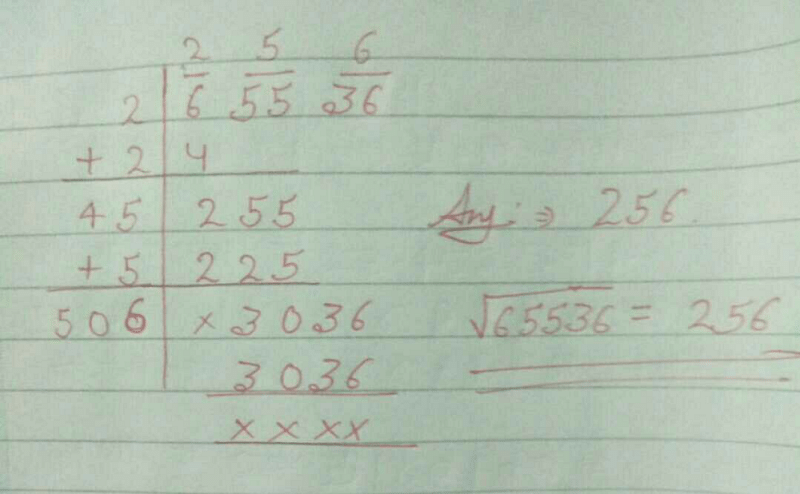 Find the square root of 65536by long division merhod EduRev