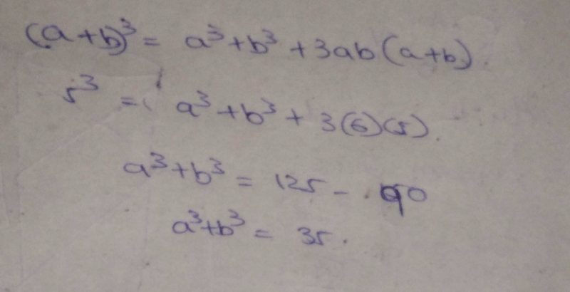 If A B 5 And Ab 6 Then What Is The Value Of A3 B3 A 35b 40c 90d 125correct Answer Is If A B 5 And Ab 6 Then What Is The Value Of A3 B3 A 35b 40c 90d 125correct Answer Is
