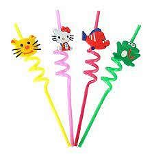 Credly Kids Funny Cartoon Spiral Drinking Straw with Animal Figures - 4 pcs  : Amazon.in: Toys & Games