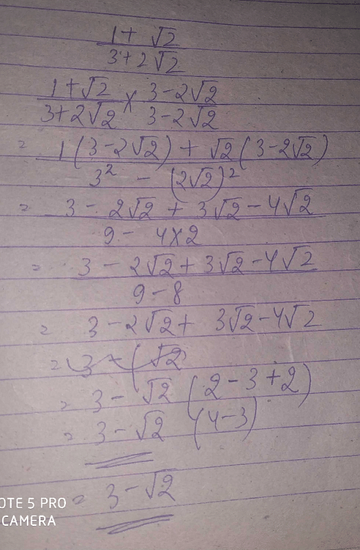 Rationalize The Denominator Of 1 Root 2 3 2 Root 2 Edurev Class 9 Question