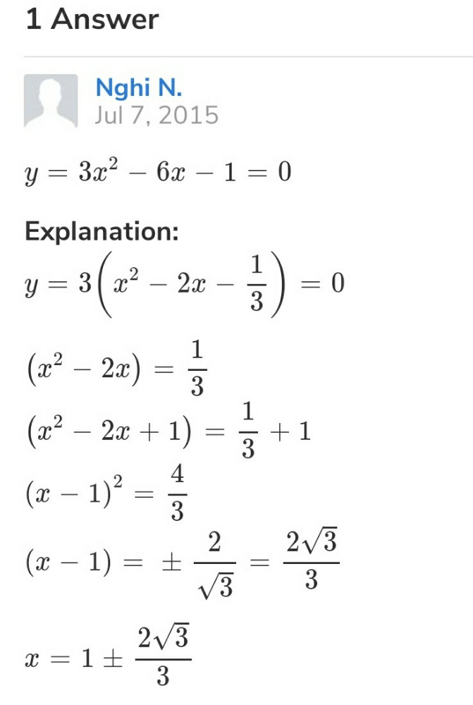 Find The Roots Of The Quadratic Equations 3x 2 6x 1 0 Edurev