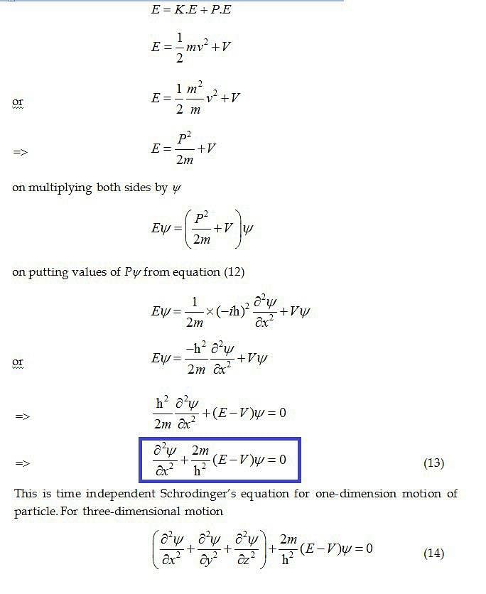 derivation of time independent schrodinger equation explained