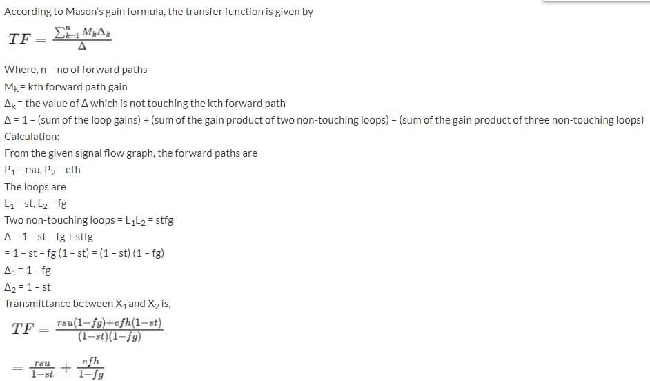 For the signal flow diagram shown in the given figure, the
