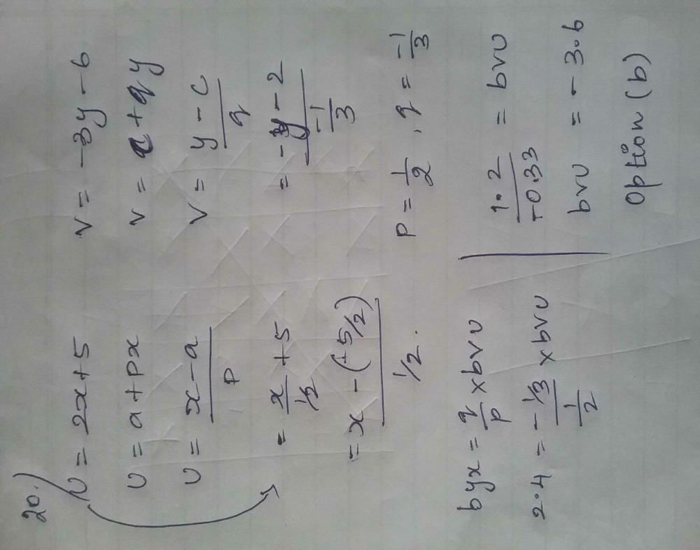 the regression coefficient of y on x is 2 3