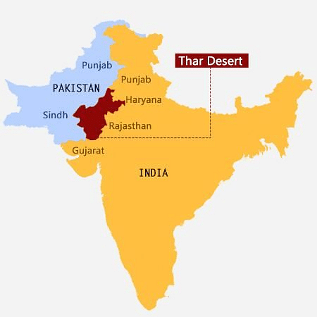 Location of Great Indian Desert or the Thar Desert