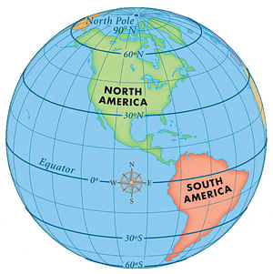 Lines of Latitude on Globe also called parallels