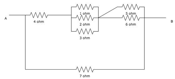 Find the resistance between the points A and B in parallel from the given diagram