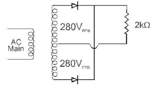 The centre tap full wave single-phase rectifier circuit uses 2 diodes ...