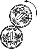 Image result for A coin is in a fixed position. Another identical coin is rolled around the edge of the first one. How many complete revolutions will be made by the revolving coin before it reaches its starting position?