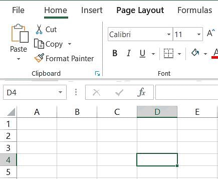 What is the cell address of 4th row and 4th column a 4Db E4c D4d