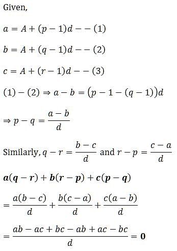 If The Pth, Qth And Rth Terms Of A AP Be A, B, C Respectively Then Show ...