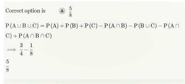 The probability of A probability of B probability of C 1 4