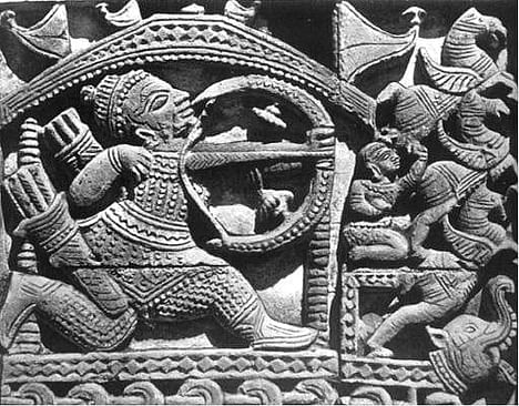 A terracotta sculpture depicting a scene from the Mahabharata 